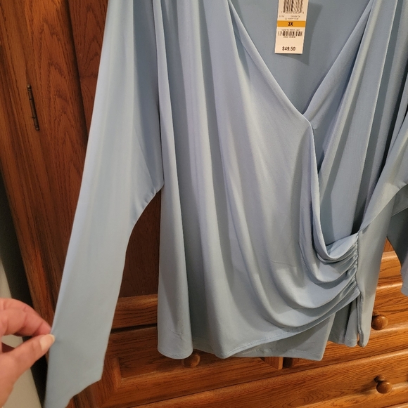 Charter Club Soft Blue Draped Blouse - Picture 3 of 4